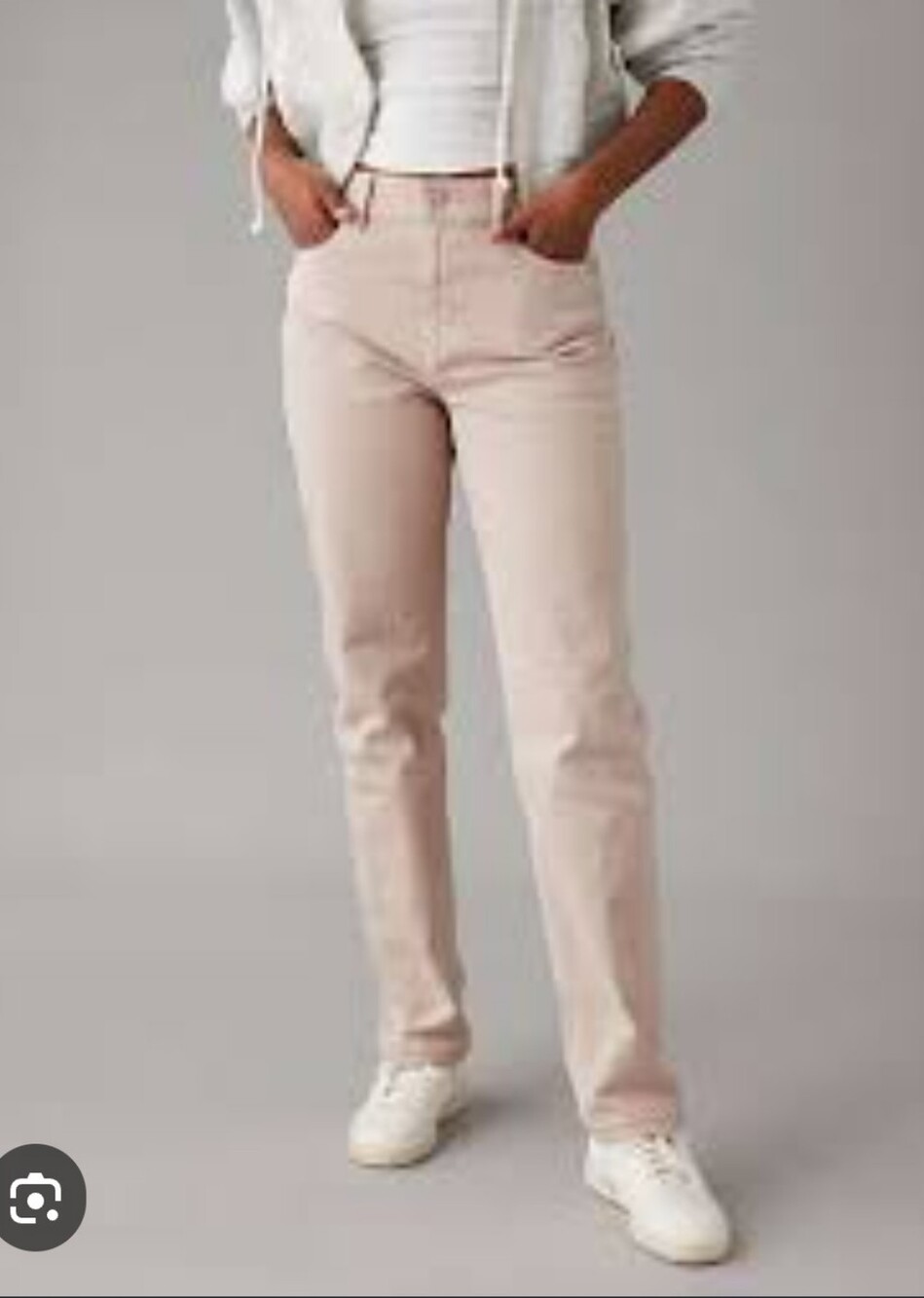 AE High-Waisted Straight Jeans - Light Pink